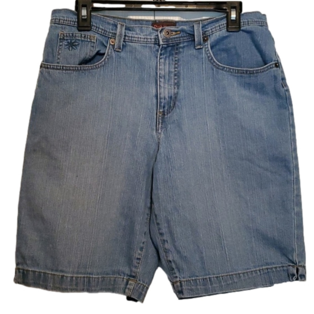 Duck Head Classic Women's Denim Shorts Size 10 Light Wash Embroidered